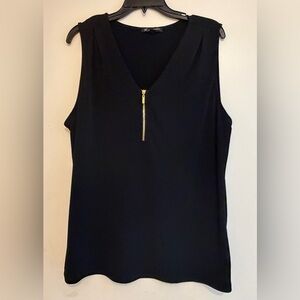 INC International Concepts Black Tank Top with Gold Accent
